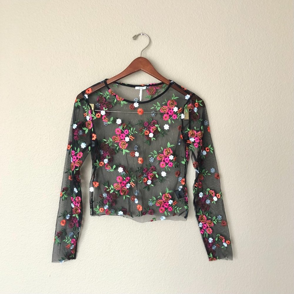 Kimchi Blue Mesh Floral Embroidery Top